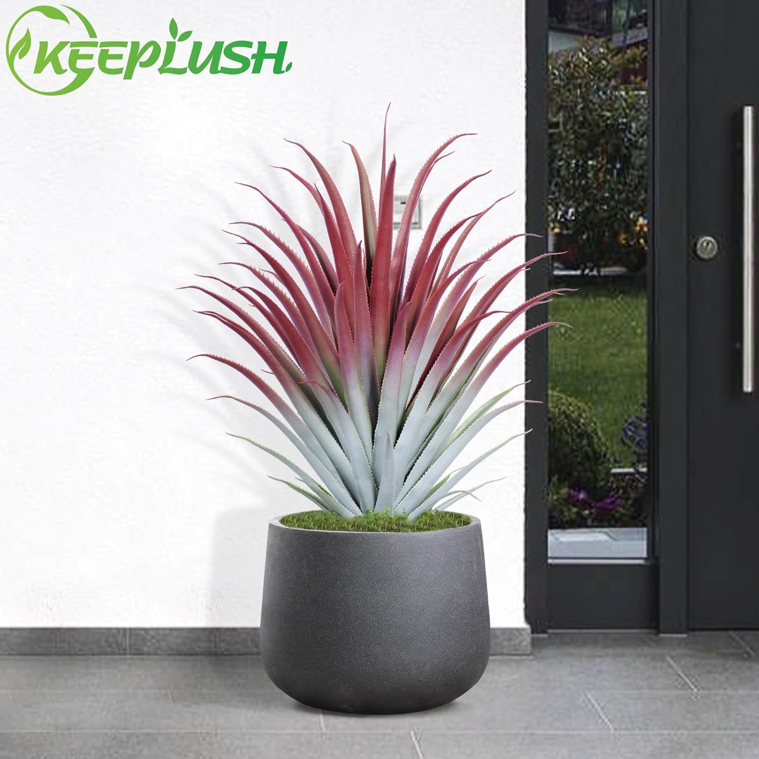 2ft Fake Spiked Agave Plant – Red Artificial Aloe Vera Plant 26 Inch – Tall