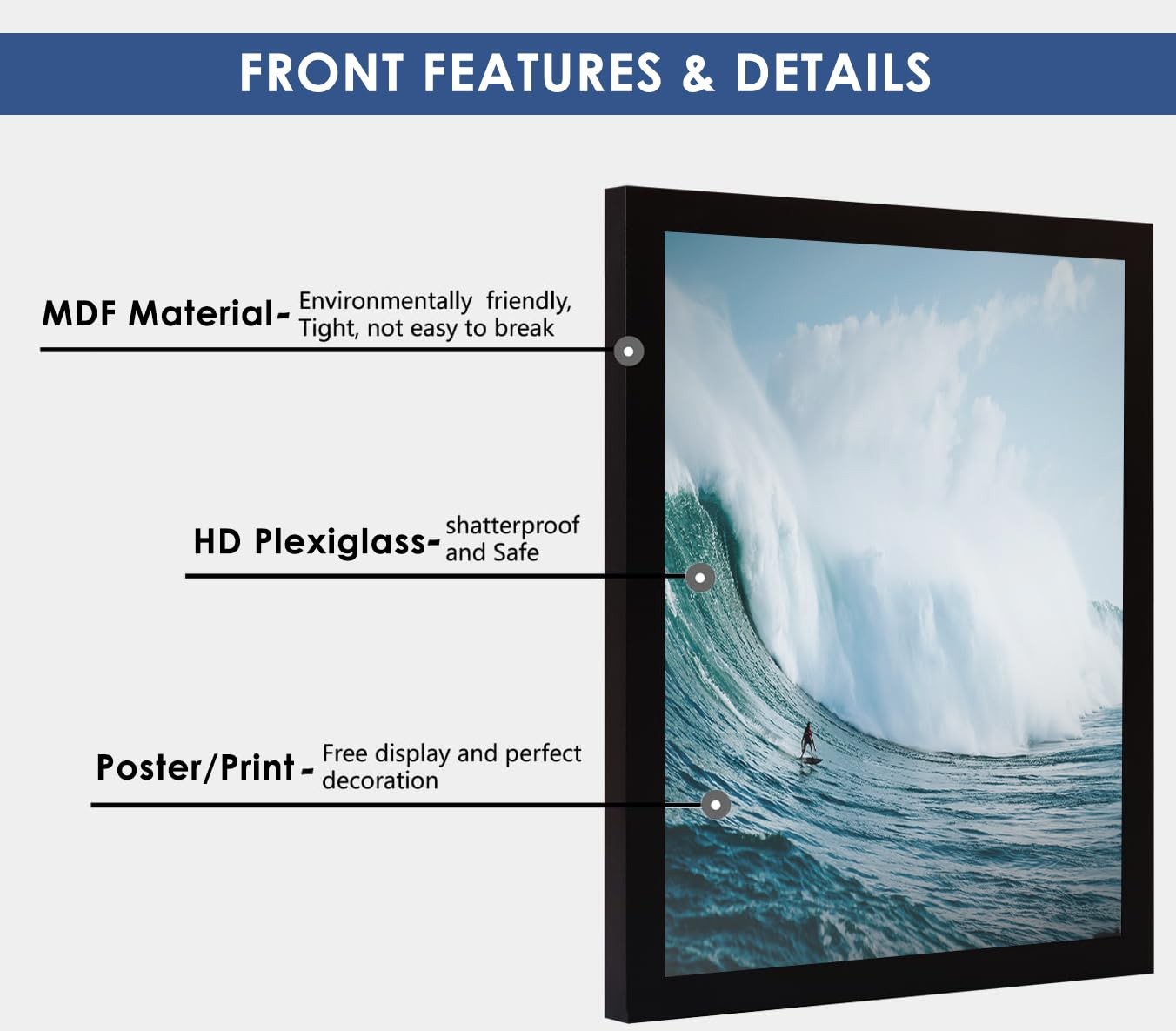 PEALSN 12×15 Picture Frame Black, Photo for Wall Mounting 12×15, Black