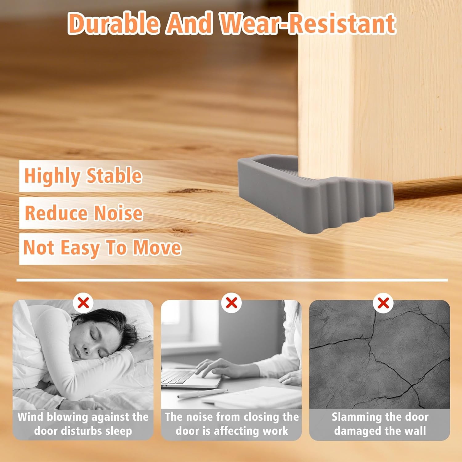 3 PCS Small Rubber Door Stopper, Bidirectional Wedge for Bottom