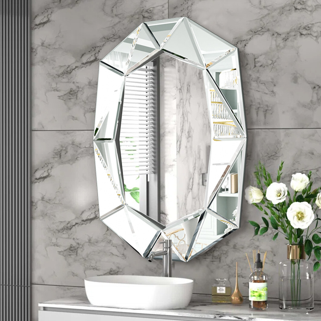 Stunning Diamond Shape Mirror Wall Mirrors Accentuate Entry Living Room Bedroom