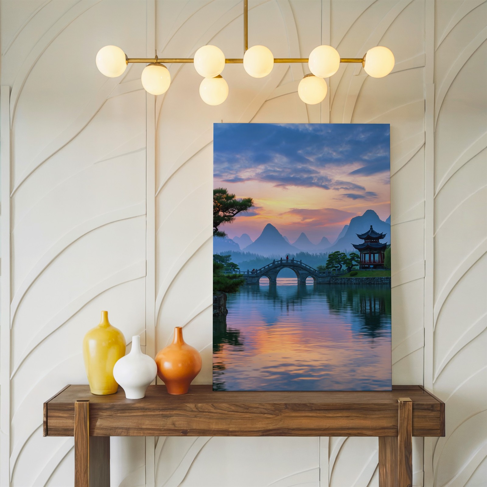 Wall Art Serene Landscape Featuring A Tranquil River At Sunset Canvas Print