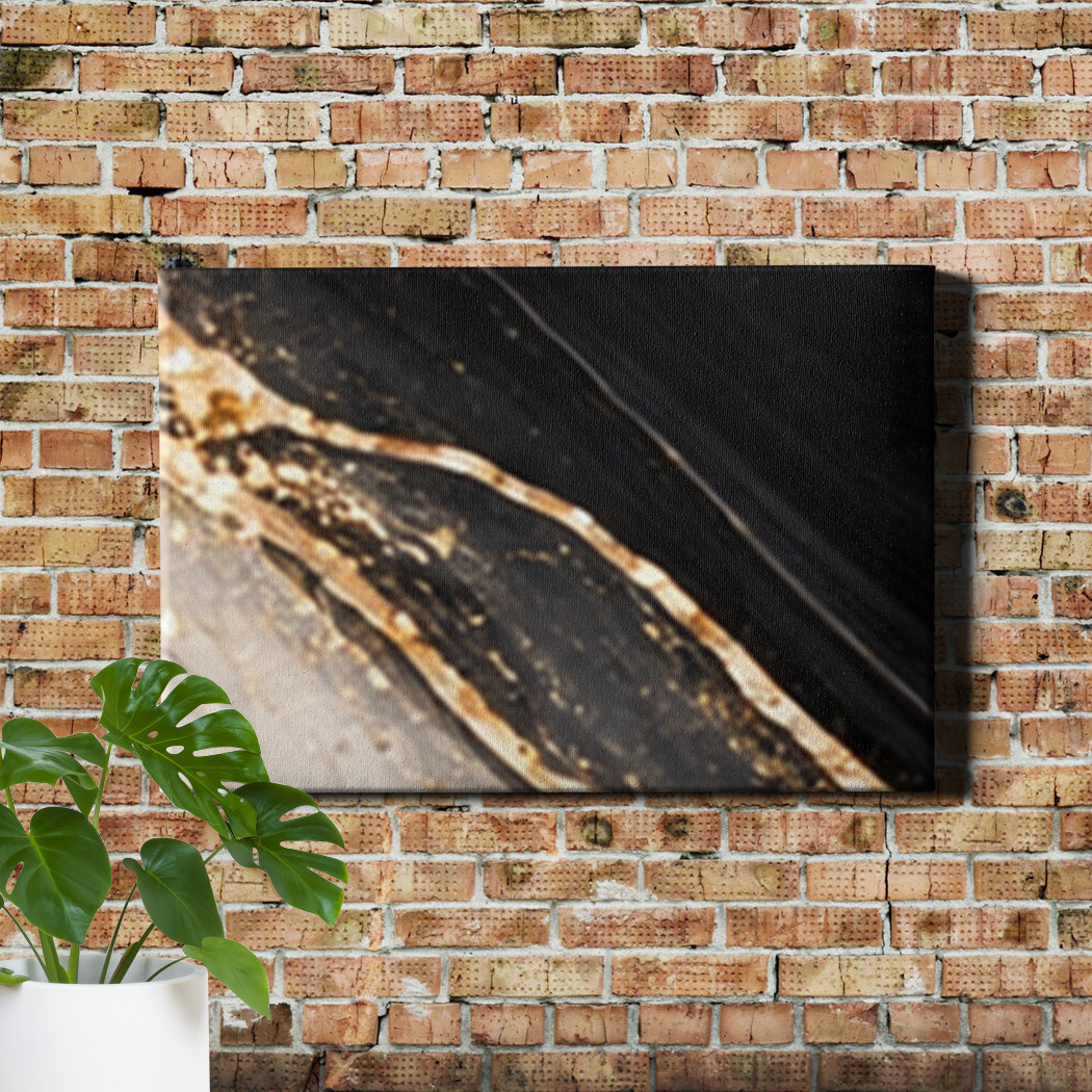 Abstract Black White Gold Marble Flow Wall Art with Sinuous Layered Swirls
