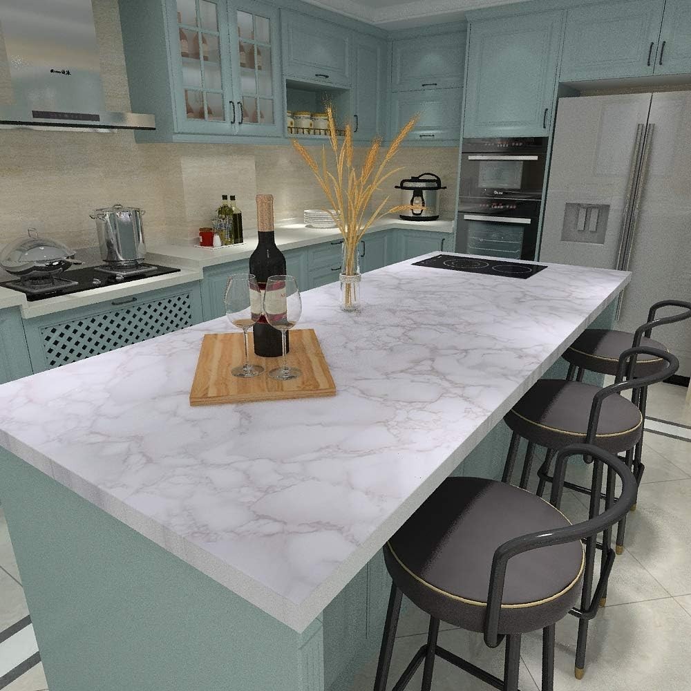 Self-Adhesive Gray Marble Wallpaper Roll 15.8&Prime; x 120&Prime; for Easy Installation