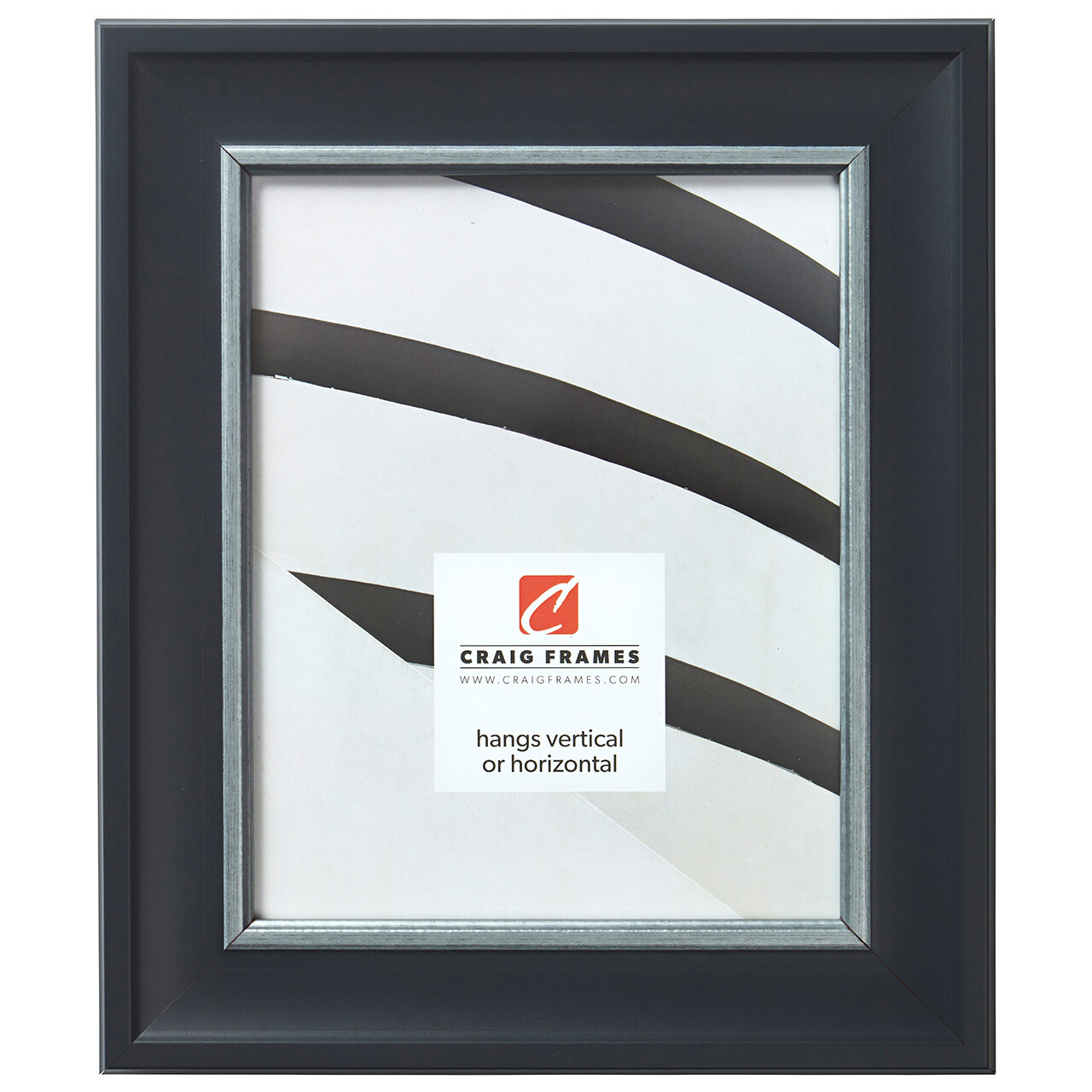 Craig Frames Martin, 2 Inch Wide Black Velvet with Silver Picture Frame