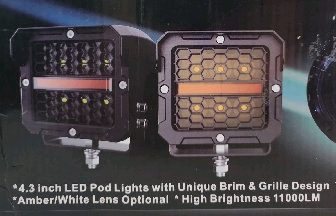 5 Inch Amber Yellow LED Offroad Lights, 120W Cube Pods Spot Flood Pods DRL