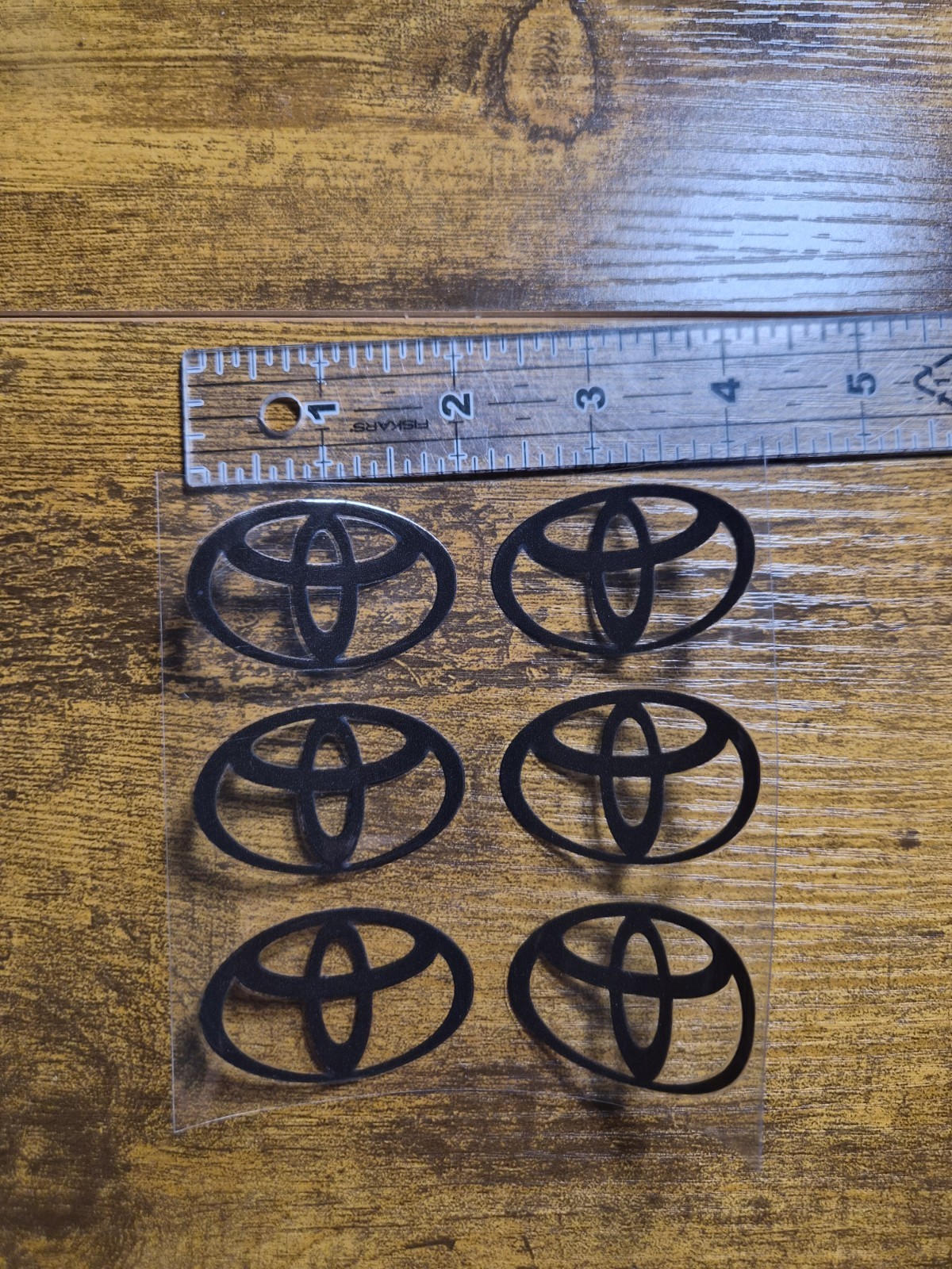 6 pc. T LOGO 2&Prime; BLACK UV DTF Decal Sticker waterproof USA NOT VINYL