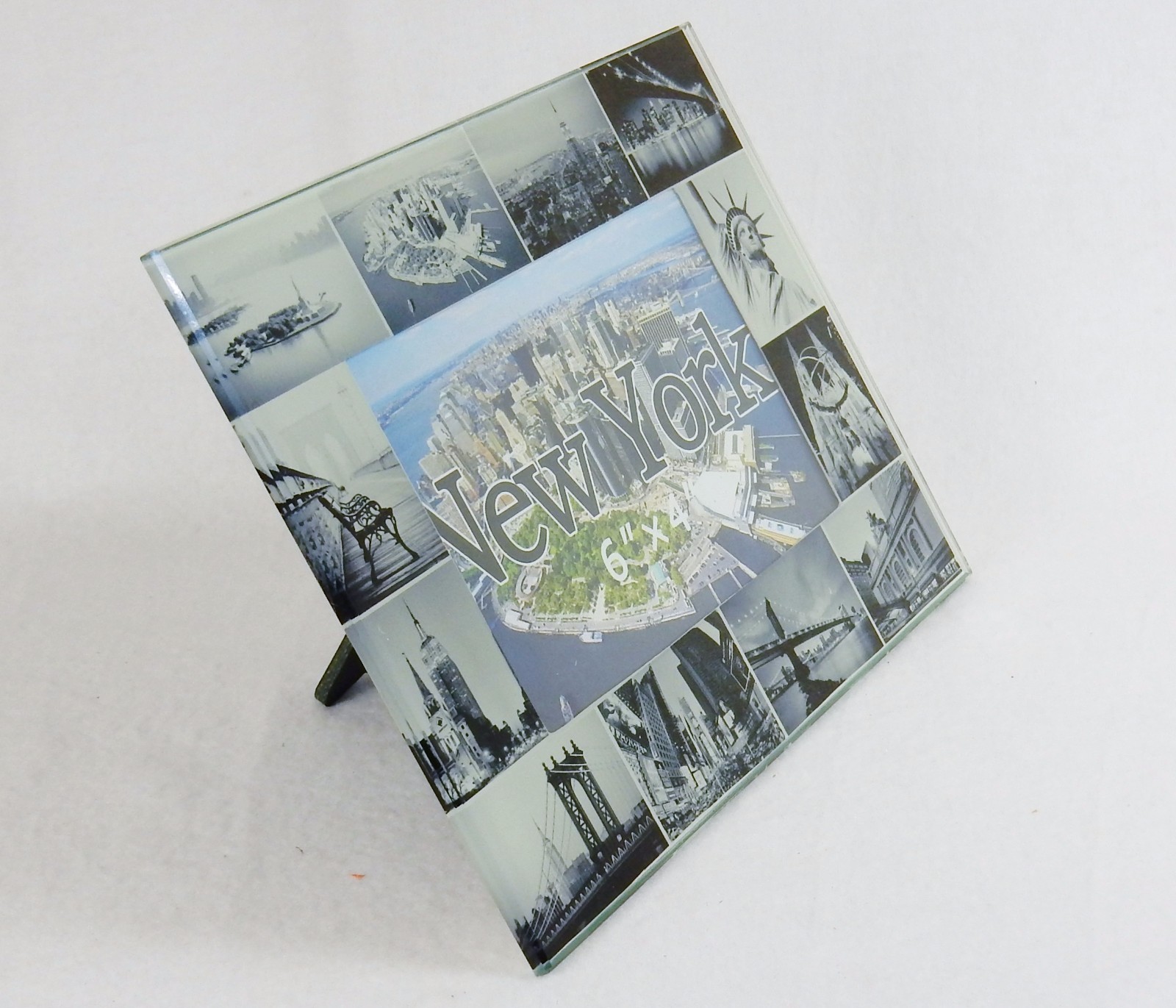 Glass Photo Frame New York City Urban Scape, Blue Highlights, 4&Prime;x6&Prime;, Zizo #PF044