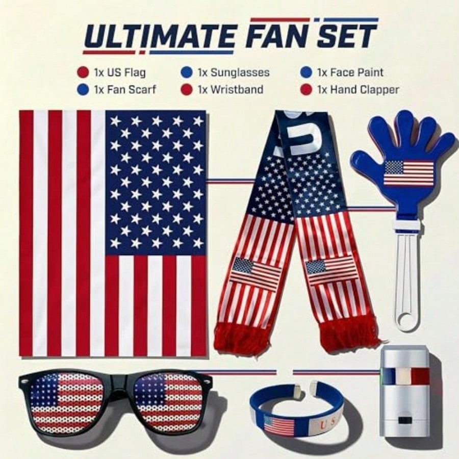 6pcs Set The 2026 American Celebration,USA World Cup Fan Kit,Complete Soccer Che