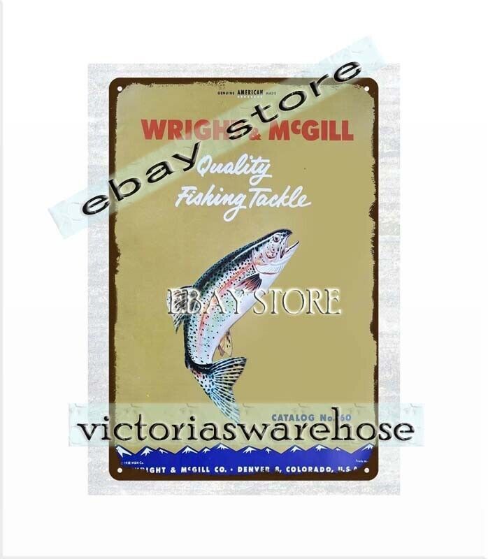 1938 tackle box essentials Fishing Rods Reels s tin sign ocean angling
