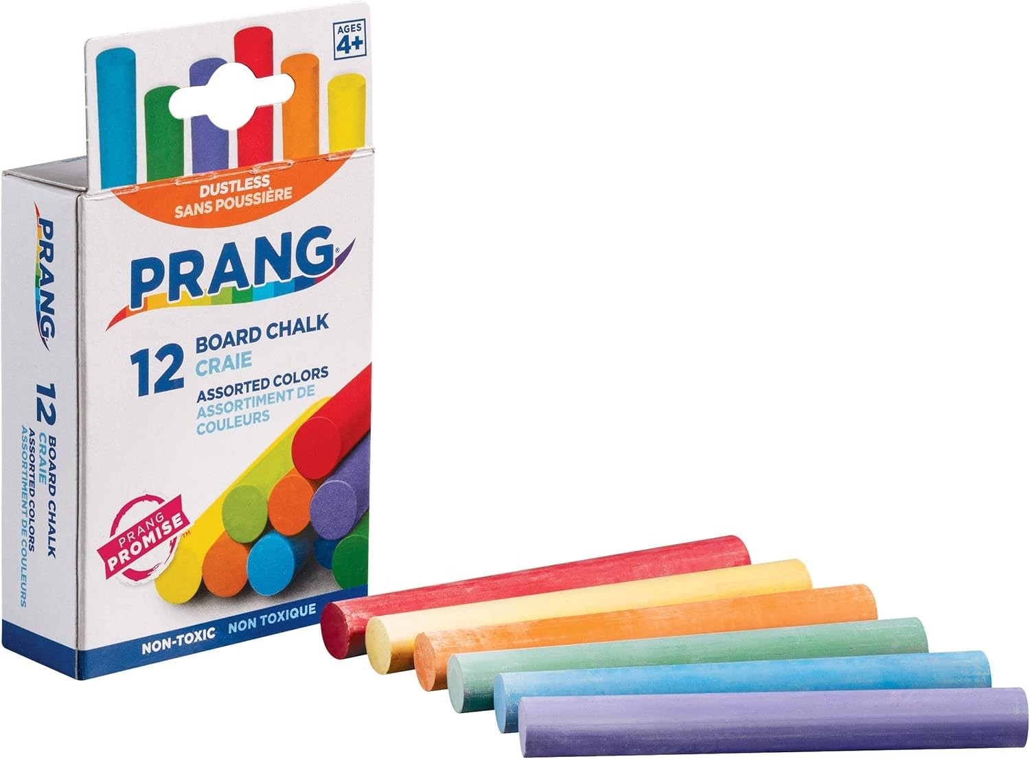 12 Count Assorted Color Chalk Sticks Smooth Writing for Classroom Chalkboards