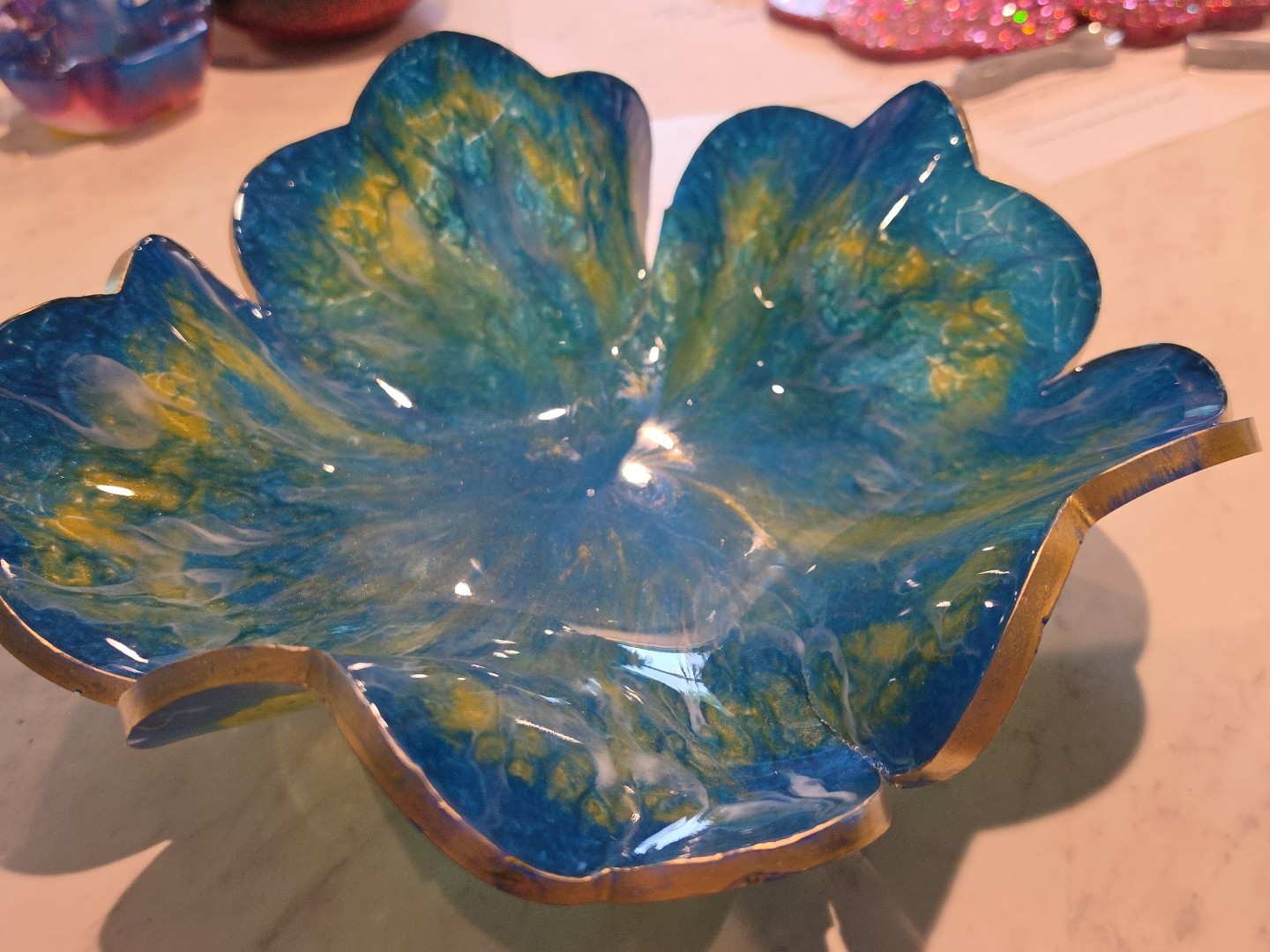 Handmade Resin Large Flower Bowl