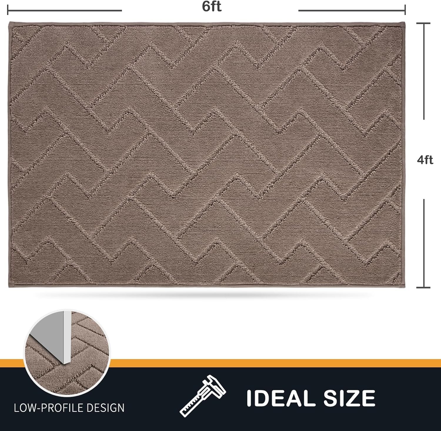 Easy Care Area Rug 4ft x 6ft, Non-Slip Machine Washable Entry Rug, Stain