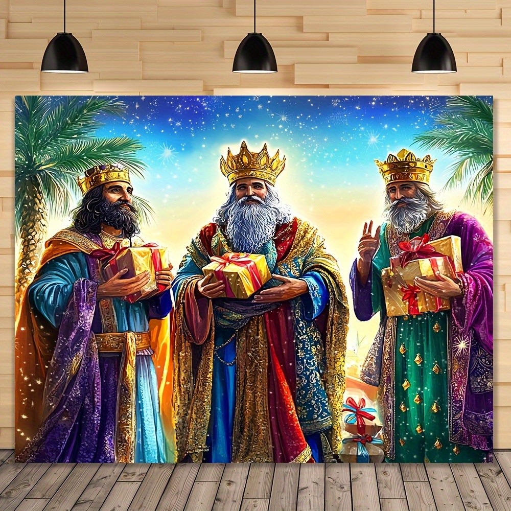 Happy Birthday Tapestry with Three Wise Men – 100% Polyester No Power Needed, Vi