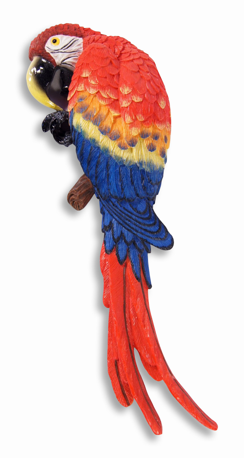 Hand Painted 12.5&Prime; Red Parrot Bird Wall Mount Decor Sculpture Q01P