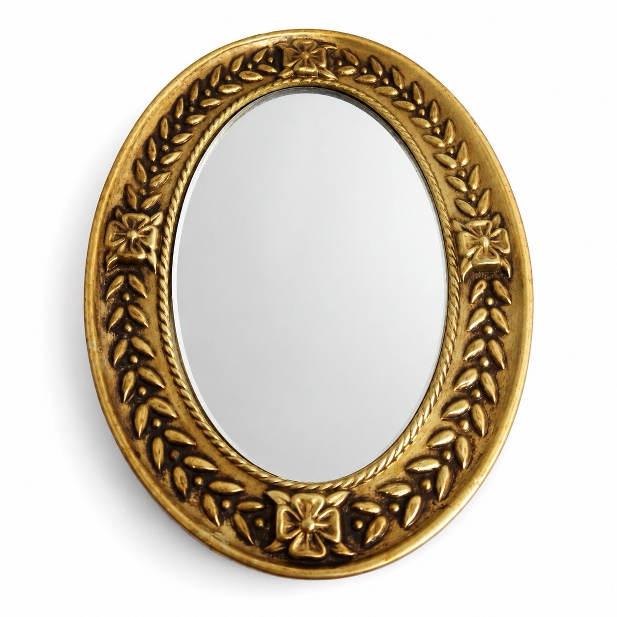 Vintage Miller Studios Gold Oval Mirror 1966 Chalkware 7×10 Hollywood Regency