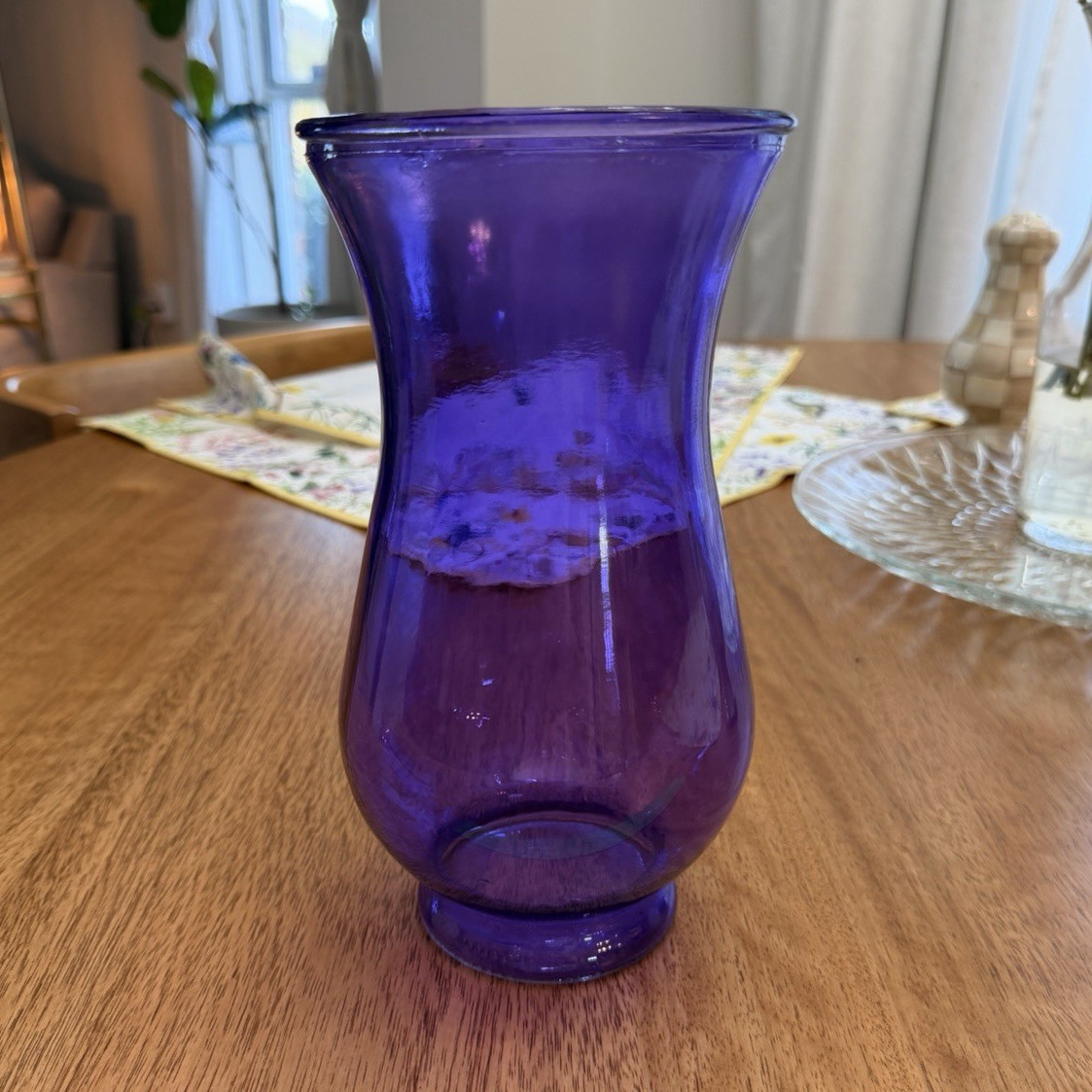 Purple Glass Decorative Flower Vase, Freestanding Solid/Plain for Any Room