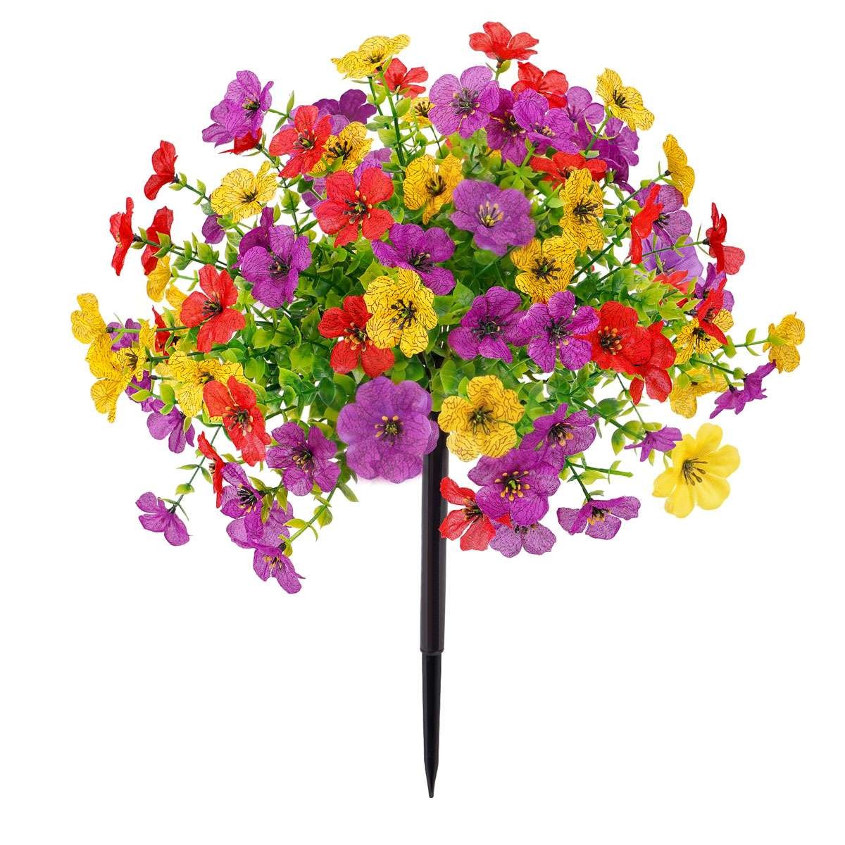 Artificial Violet Flowers with Ground Spike Fake Plants Garden Patio Yard Decor