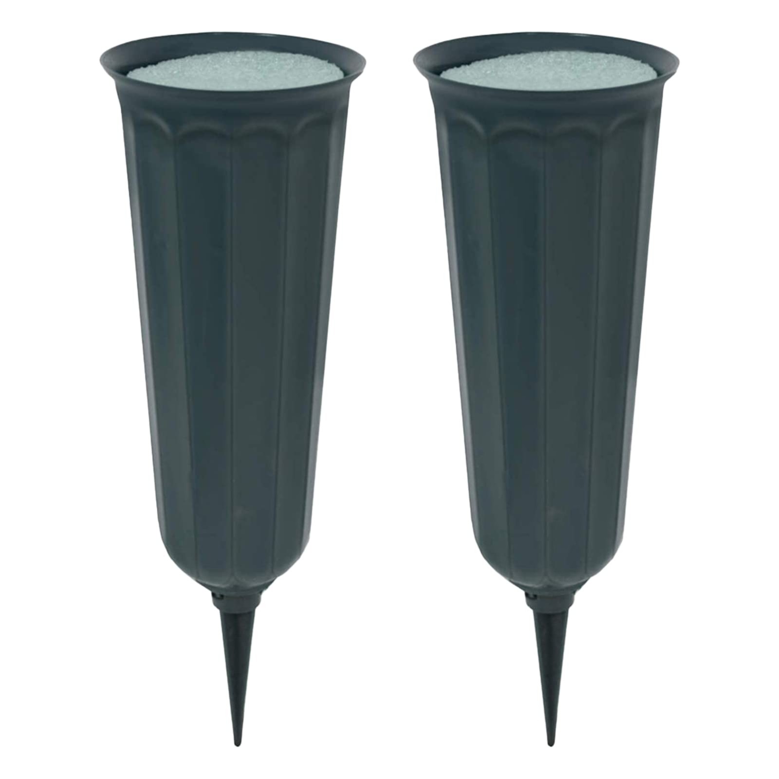 Cemetery Vase Stakes Foam Inserts Grave Flower Bouquet Holder Memorial 2 PCS
