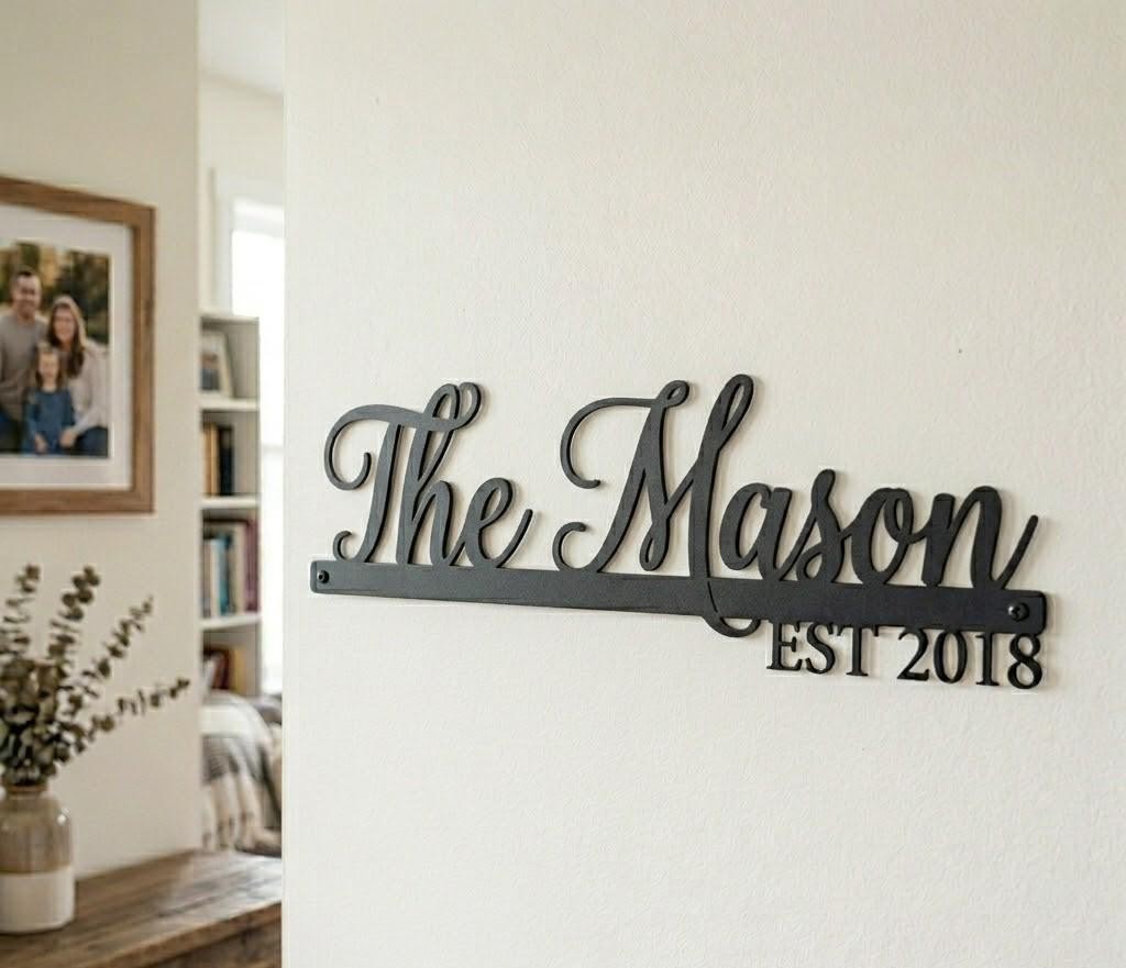 Personalized Family Name Metal Sign, Custom Last Name Wall Decor