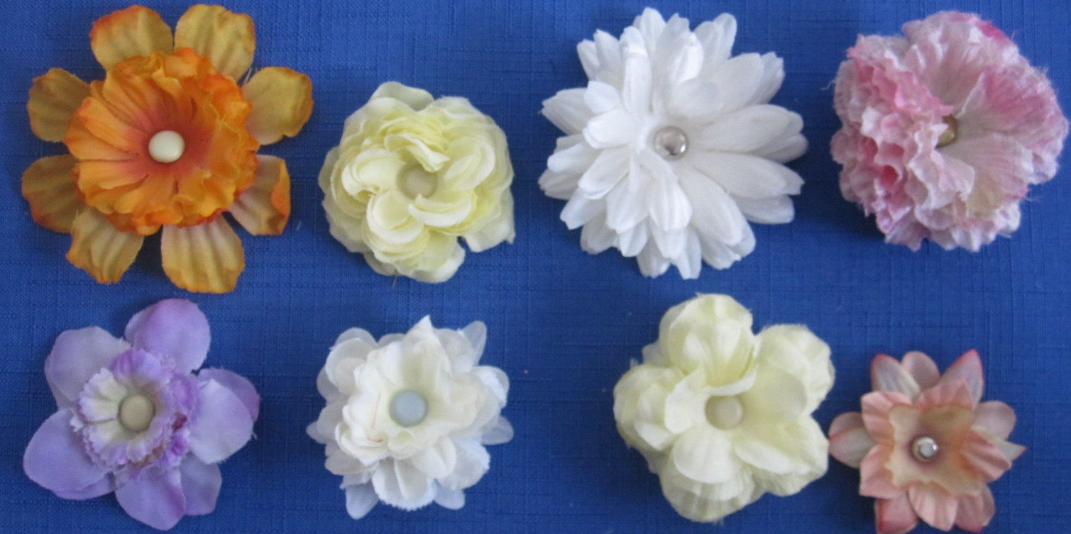 #5 Lot-50 Small/Medium Layers Used Silk Flower Petals 1-3&Prime; Brads Multiple Colors