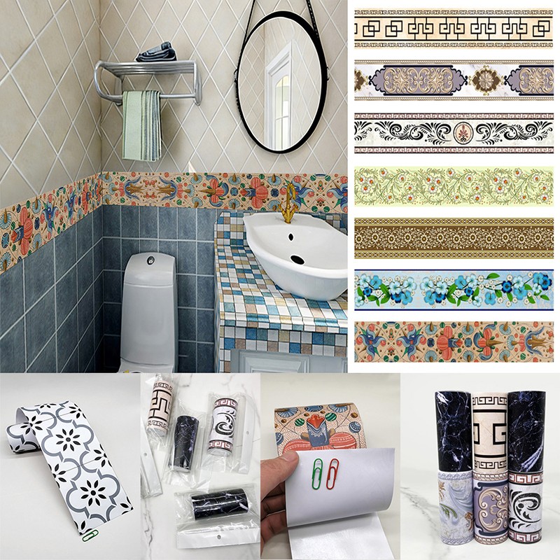 Self Adhesive Waist Line Art Decal Decor Waterproof Border Skirting Trim Kitchen