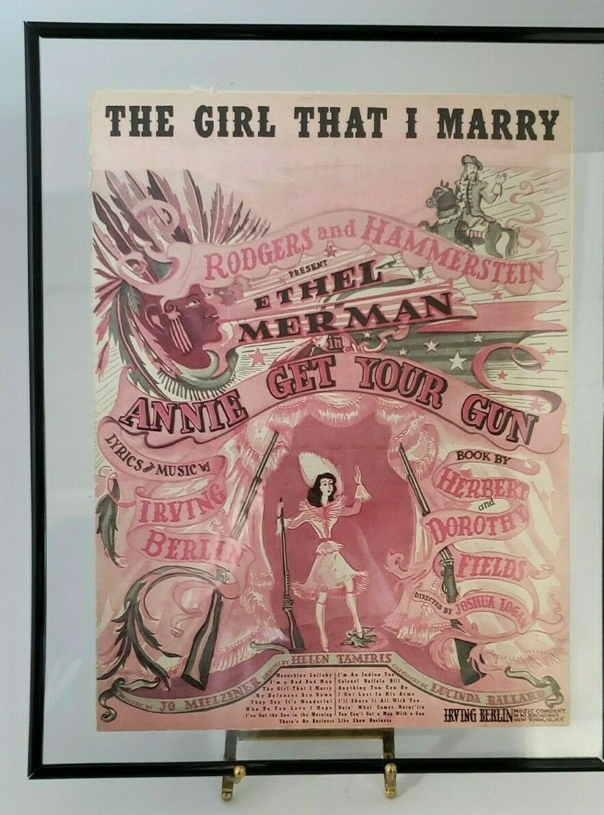 Annie Get Your Gun ETHEL MERMAN Rodgers Hammerstein Vintage Framed Sheet Music