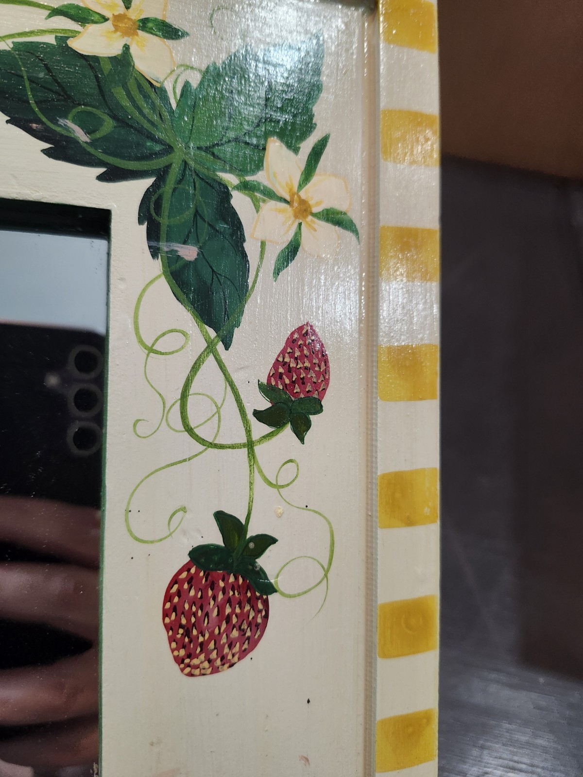 Vtg Tracy Porter Stonehouse Farmgoods Hand Painted Mirror Rabbit Garden Easter
