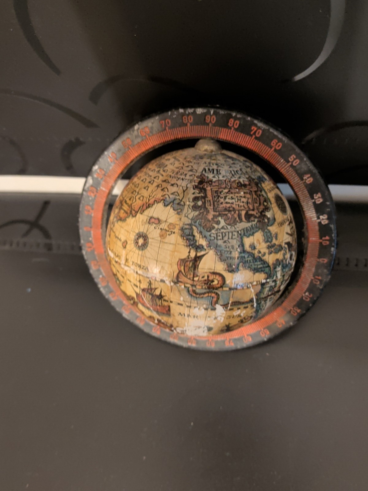 TARTARIAN Vintage Globe Rotating Multicolor Zodiac Base Antique Finish Missing