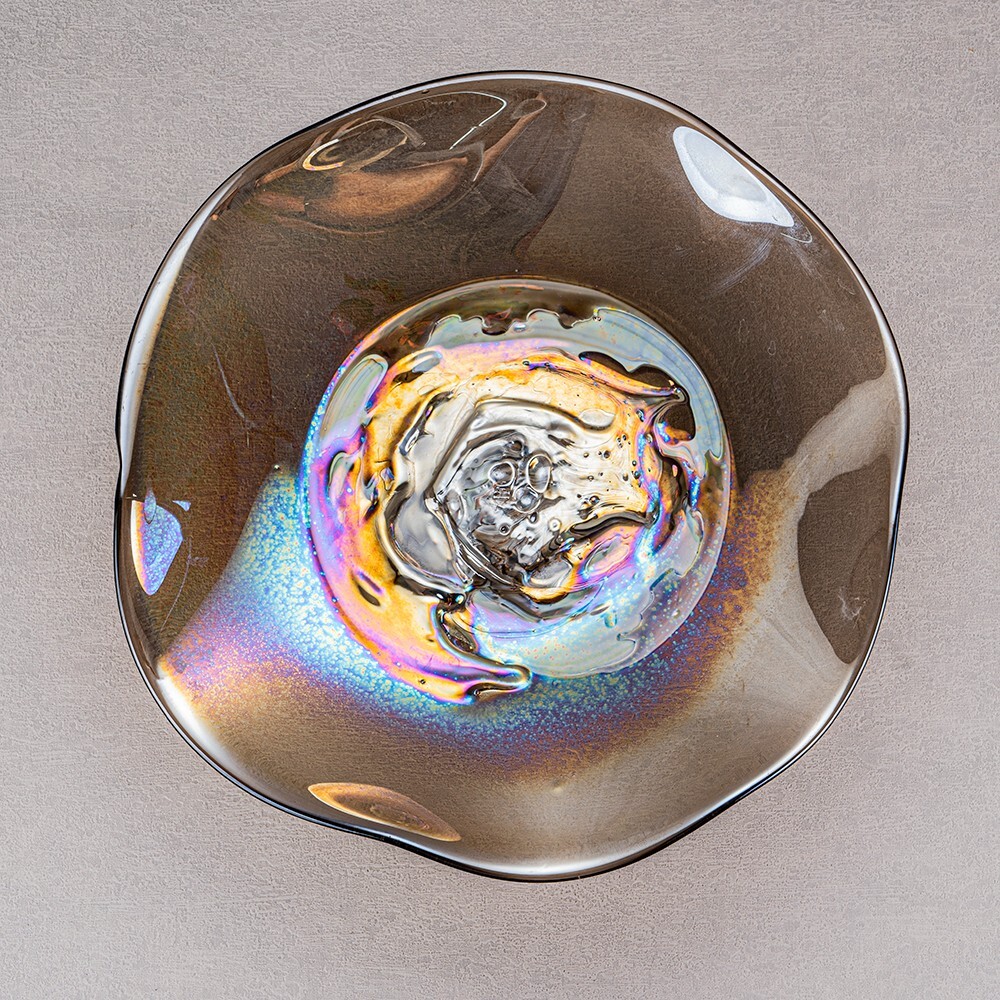 1PC Interior Handmade Murano Platter Metallic Art Decor Glass Plate for Wall