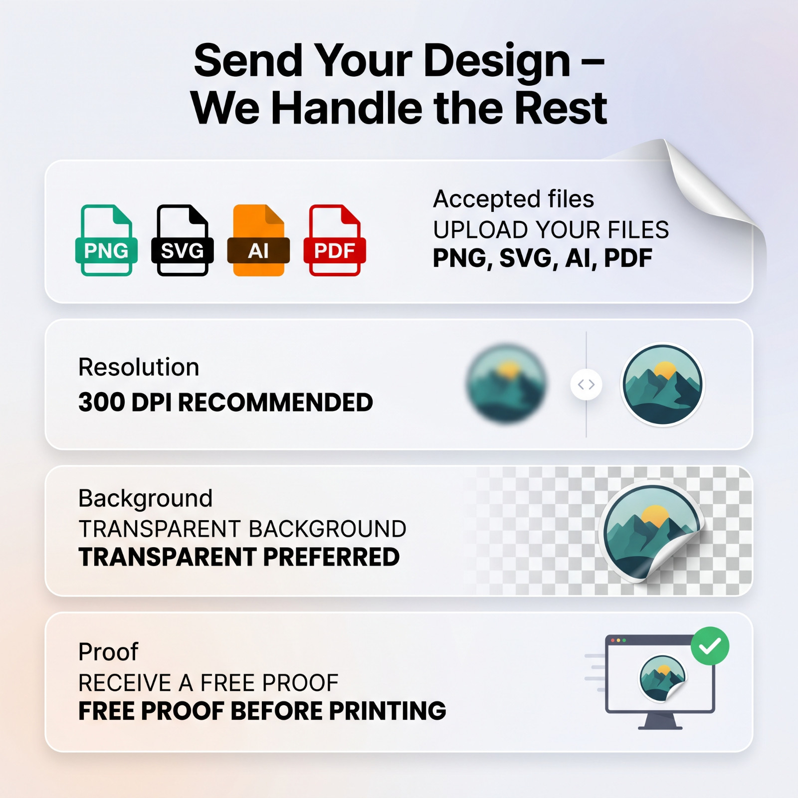 Custom Logo Stickers Die Cut Vinyl Decals Waterproof UV Resistant 2&Prime;-20&Prime; Size