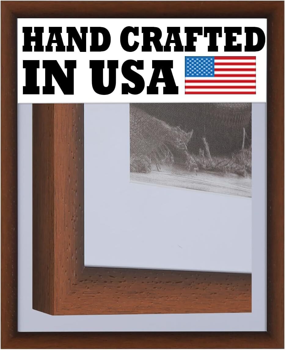 Custom Matted Picture Poster Frame & Mat 1-1/8&Prime; Brown Modern 313VIII 16×20 24×36
