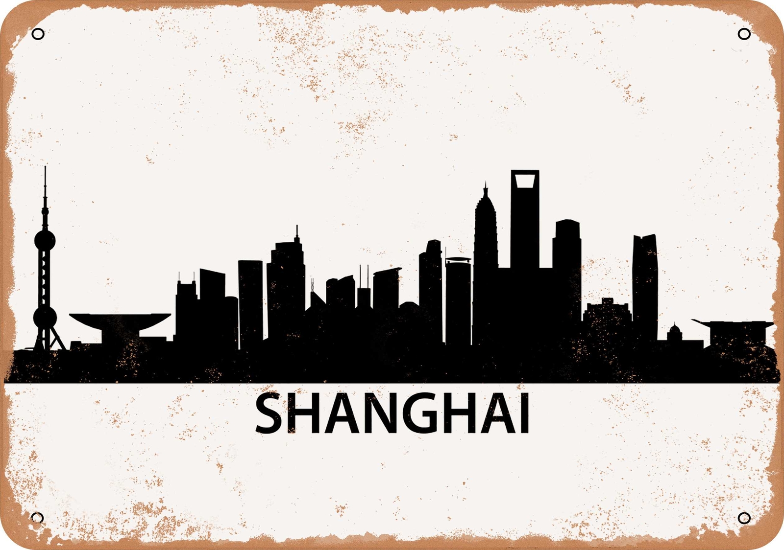 METAL SIGN – Shanghai Skyline – Vintage Look