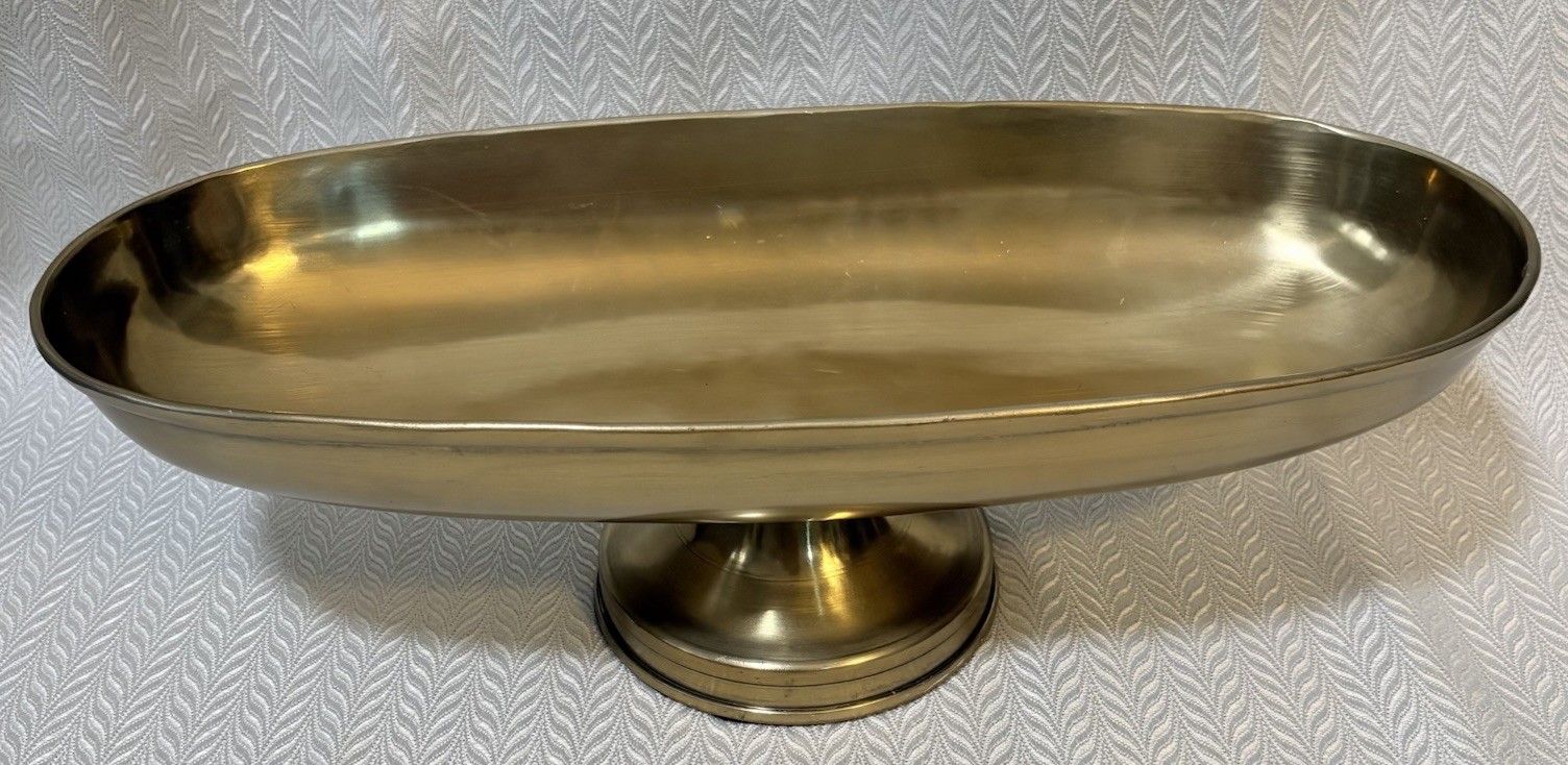 Threshold Brass Footed Bowl Oval Pedestal Centerpiece Gold Decor 18”