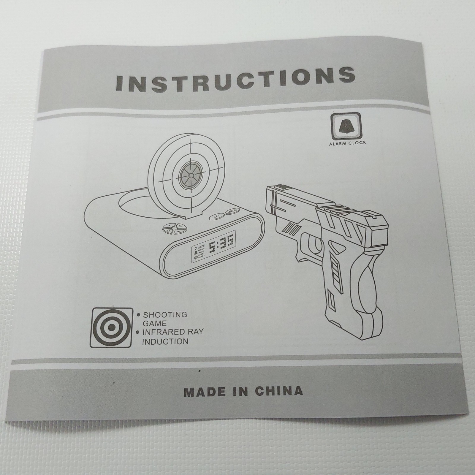 Gun Target Alarm Clock Camouflage BF1821 Shooting Game For Parts Read Below