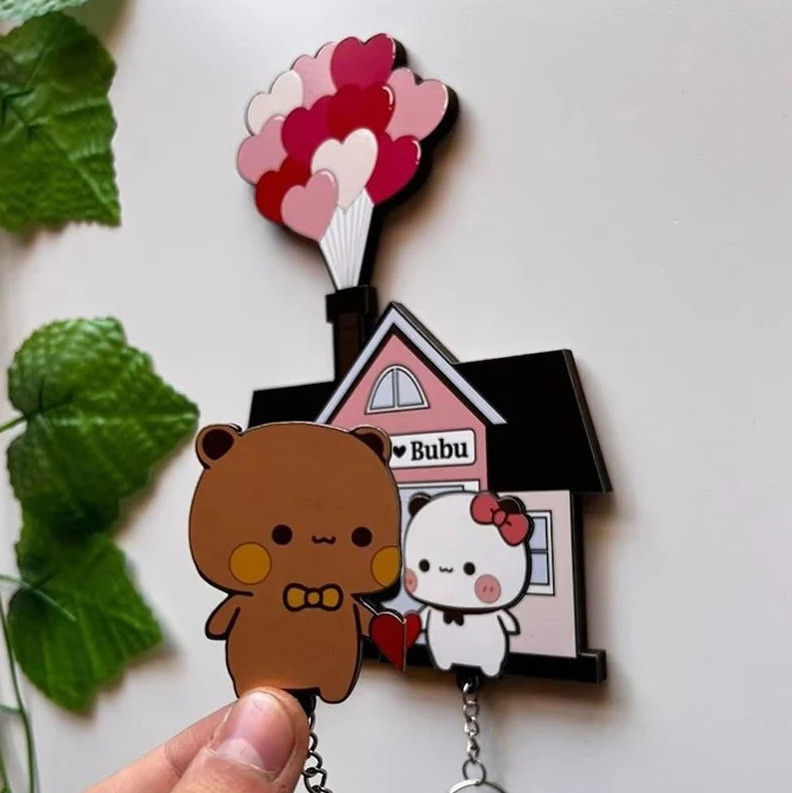 Cute Panda Bubu & Dudu Wall Key Holder – Acrylic Keychain Hanger NEW