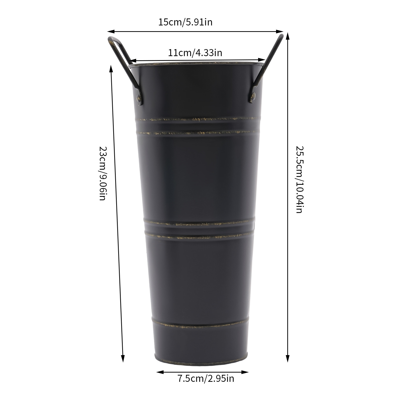 8-Pack Black Galvanized Metal Bucket Vases For Elegant Flower Arrangements