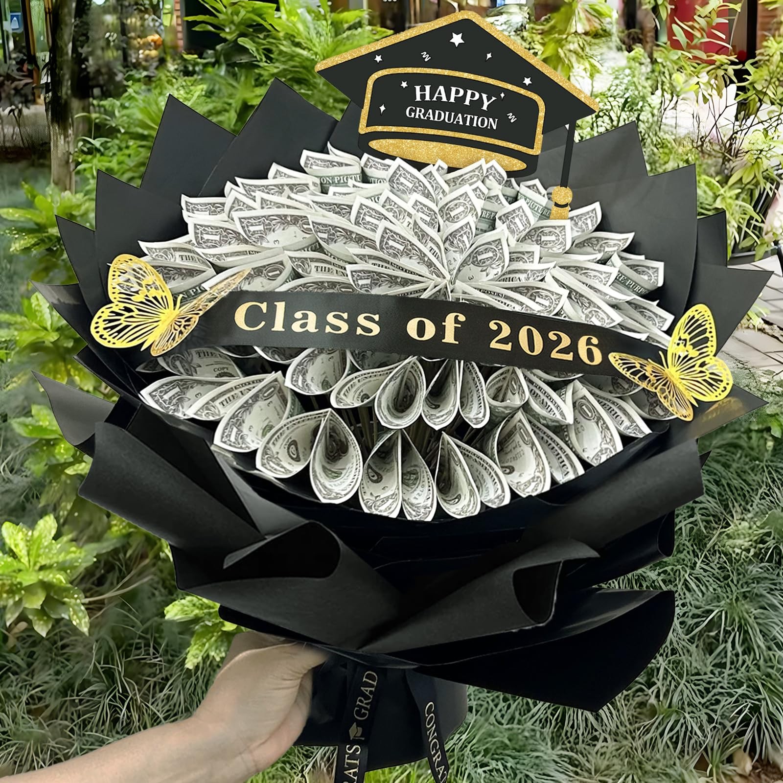 Graduation Gifts 2026 – DIY Money Bouquet for Her 18&Prime;H x 17&Prime;W x 1&Prime;D, Black