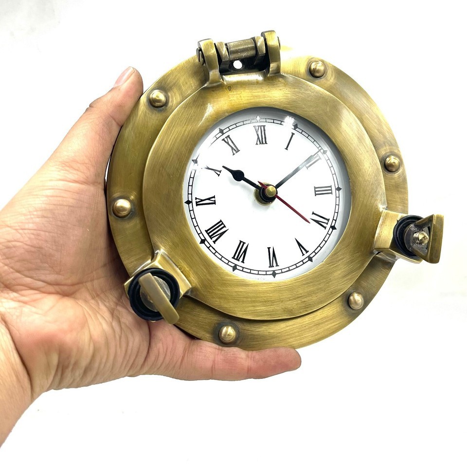 6 in Antique Nautical Navigation Marine Ship Porthole Metal Wall Décor Clock