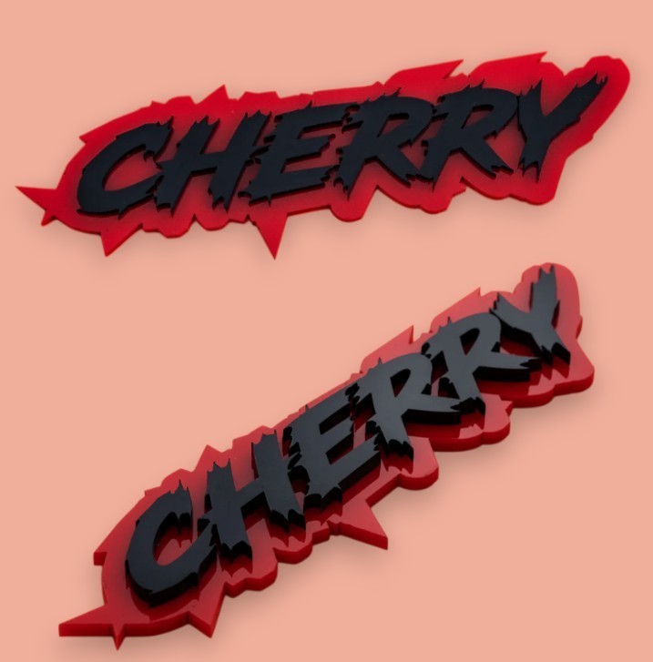 Custom Text Badge – Type Your Own – Lightning Font Text – Custom Acrylic Emblem.