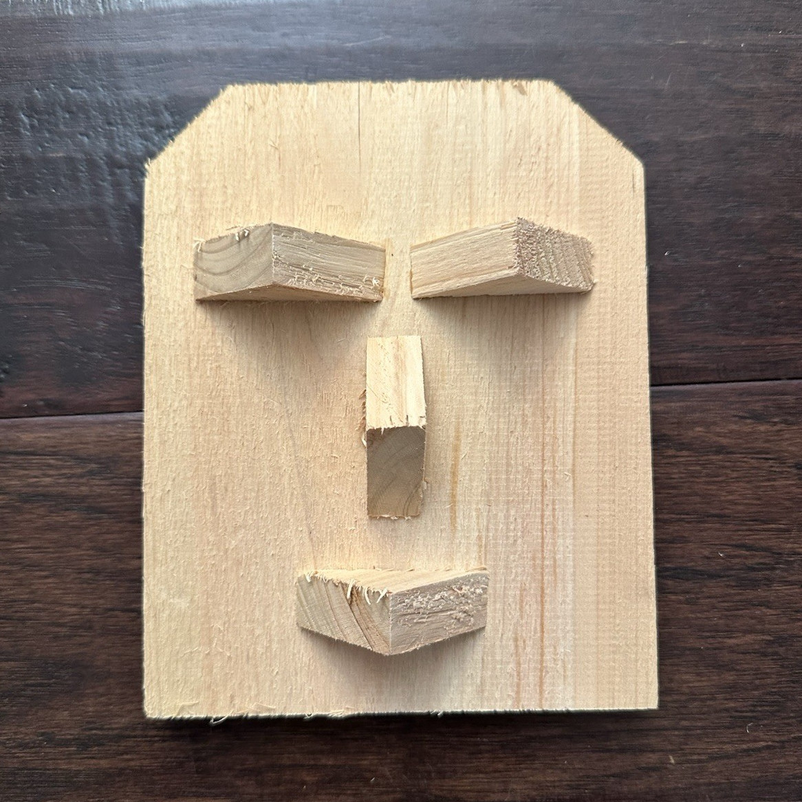Abstract Wood Face Wall Plaque 3D Effect Rectangular Art for Any Room