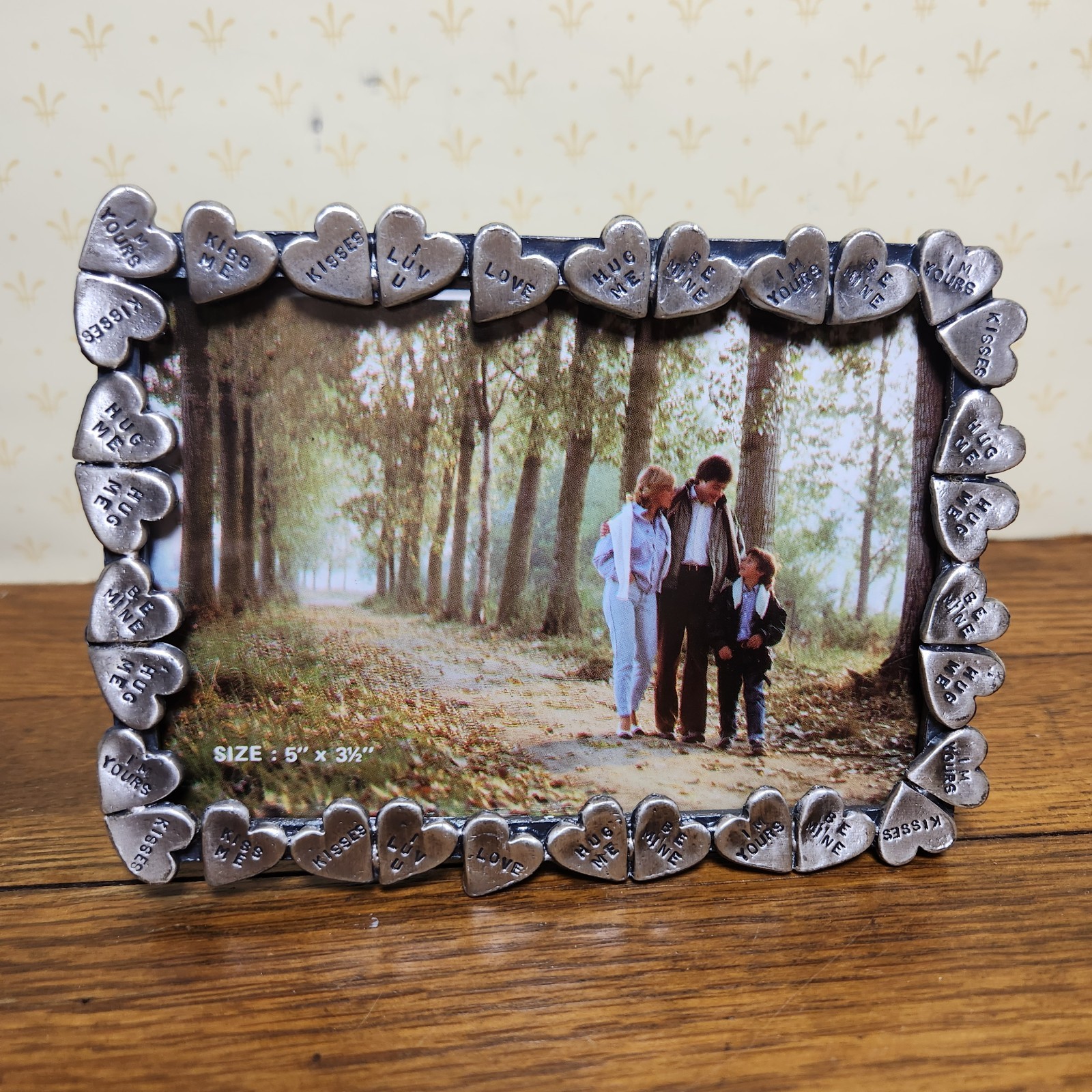 Conversation Sweethearts Candy Hearts 3.5×5 Photo Picture Frame Silver Metal