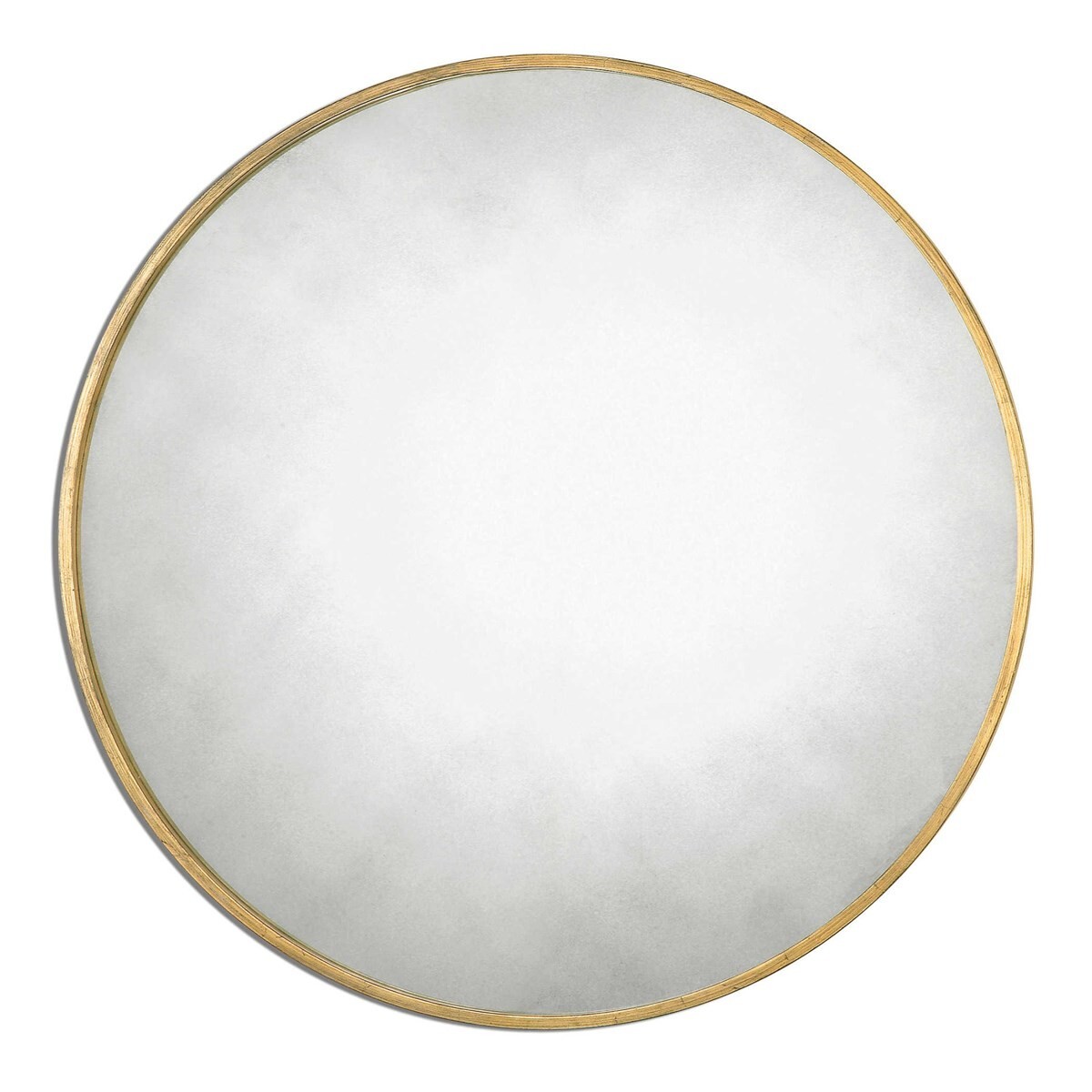 Thin Frame Gold Round Wall Mirror Classic Contemporary Vanity Antiqued 43 in