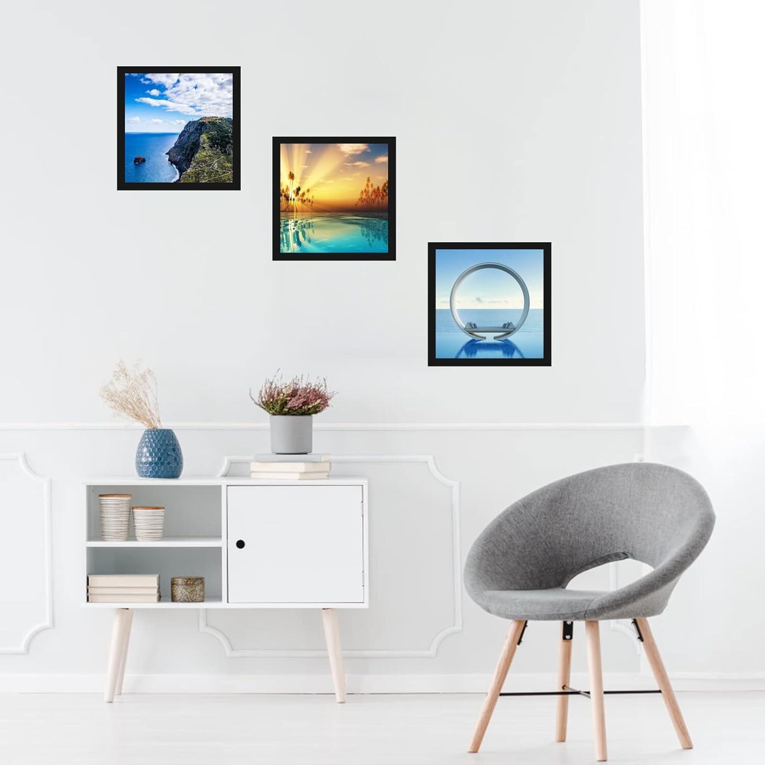 10X10 Black Picture Frame, Tabletop and Wall Mounting, Decoration for Photos, Pa