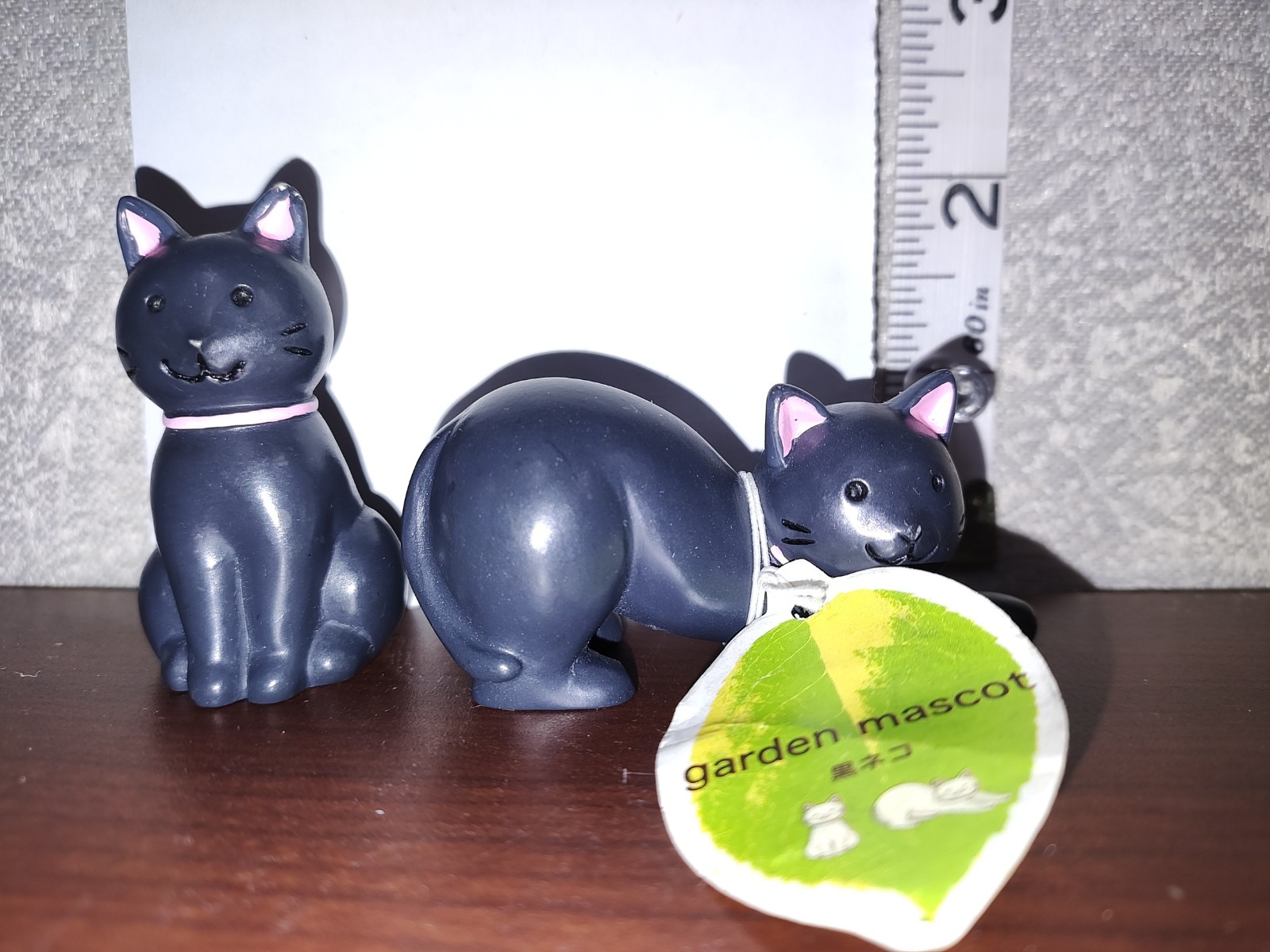 GARDEN Mascot BLACK Cat POLYRESIN Echo METAL Co. 6.5 cm TALL pair CATS Figures!2