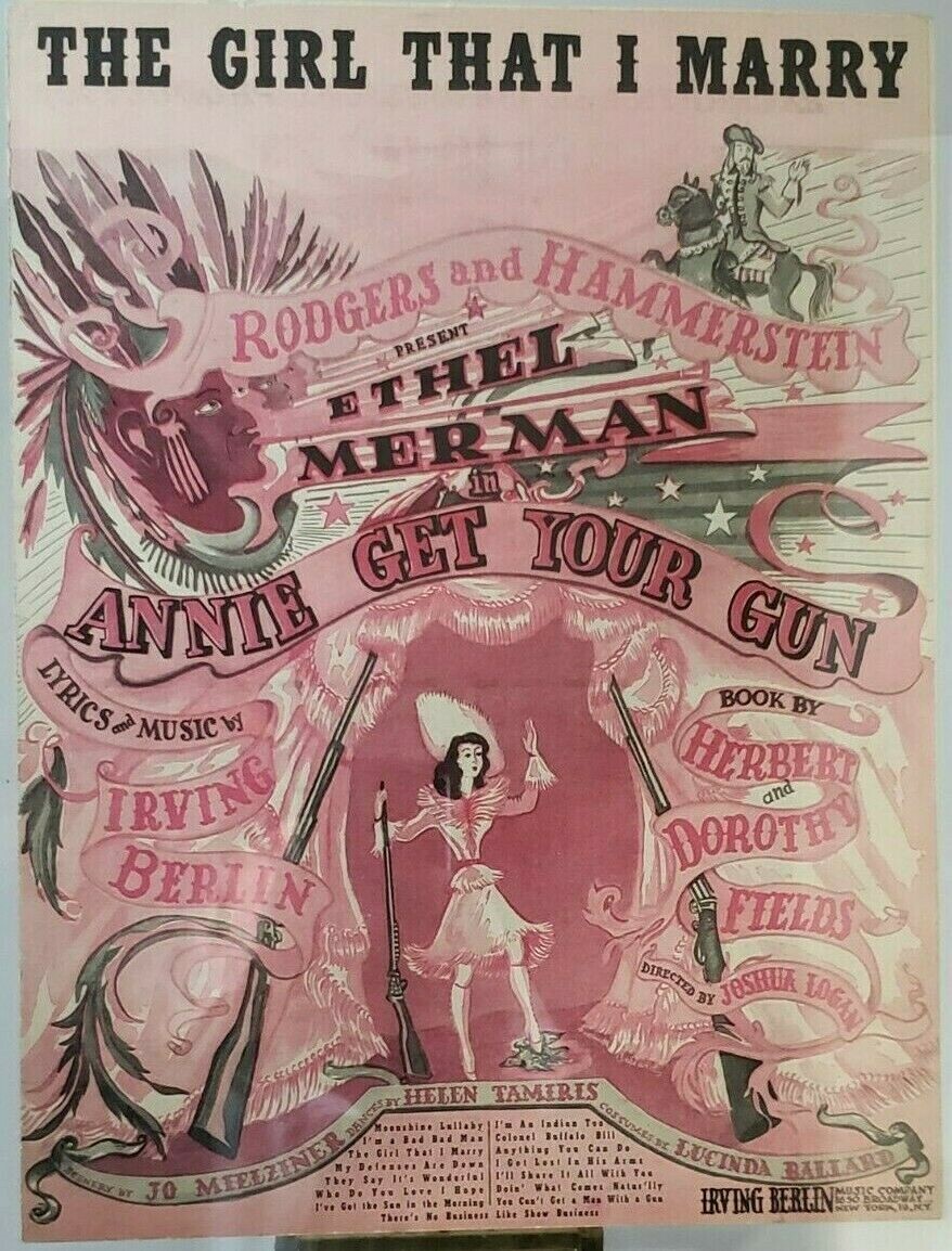 Annie Get Your Gun ETHEL MERMAN Rodgers Hammerstein Vintage Framed Sheet Music