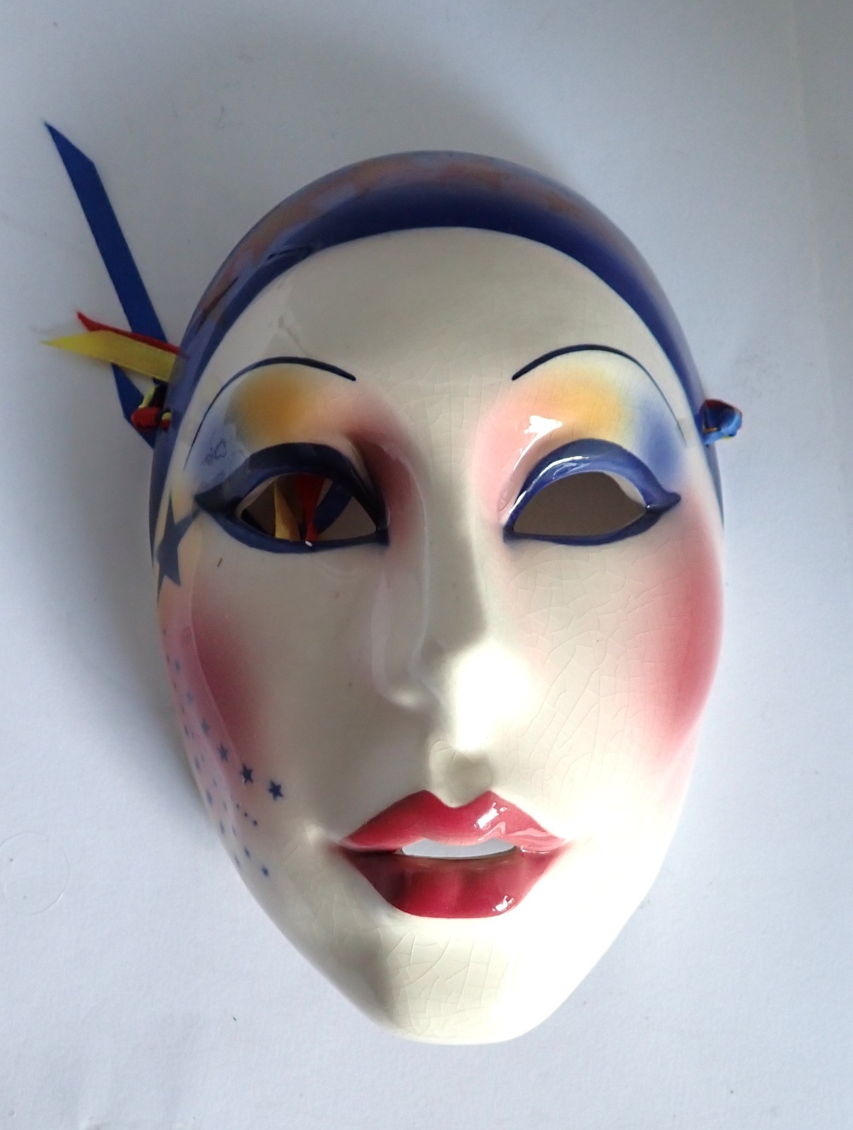 Vintage Ceramic Mask Wall Hanging, Clay Art About Face,San Fransico Hand Painted