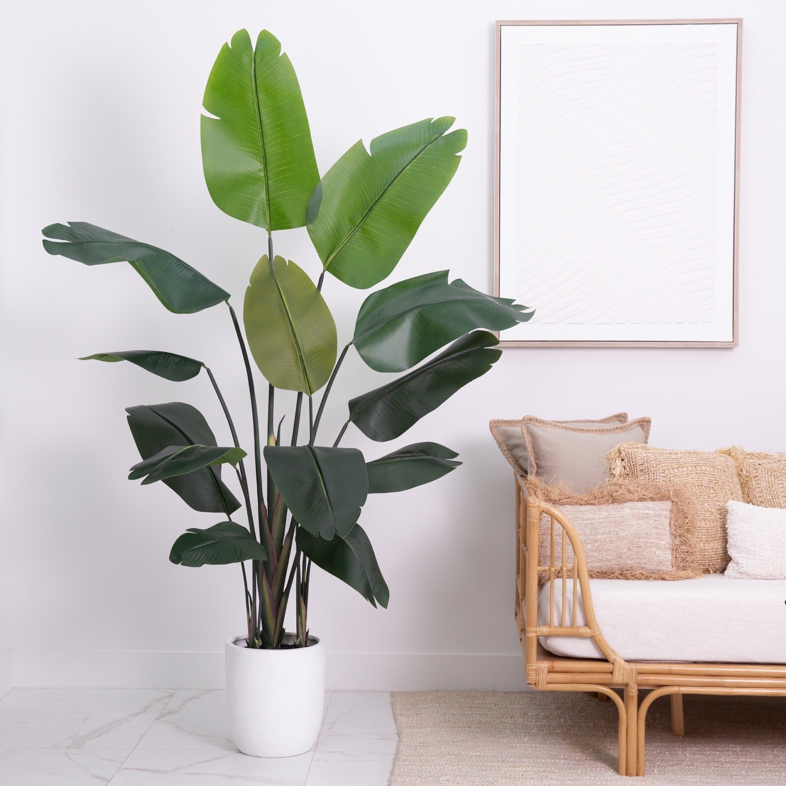 7&prime; Artificial Bird of Paradise Tree with Resin Stone Planter. Retail $594