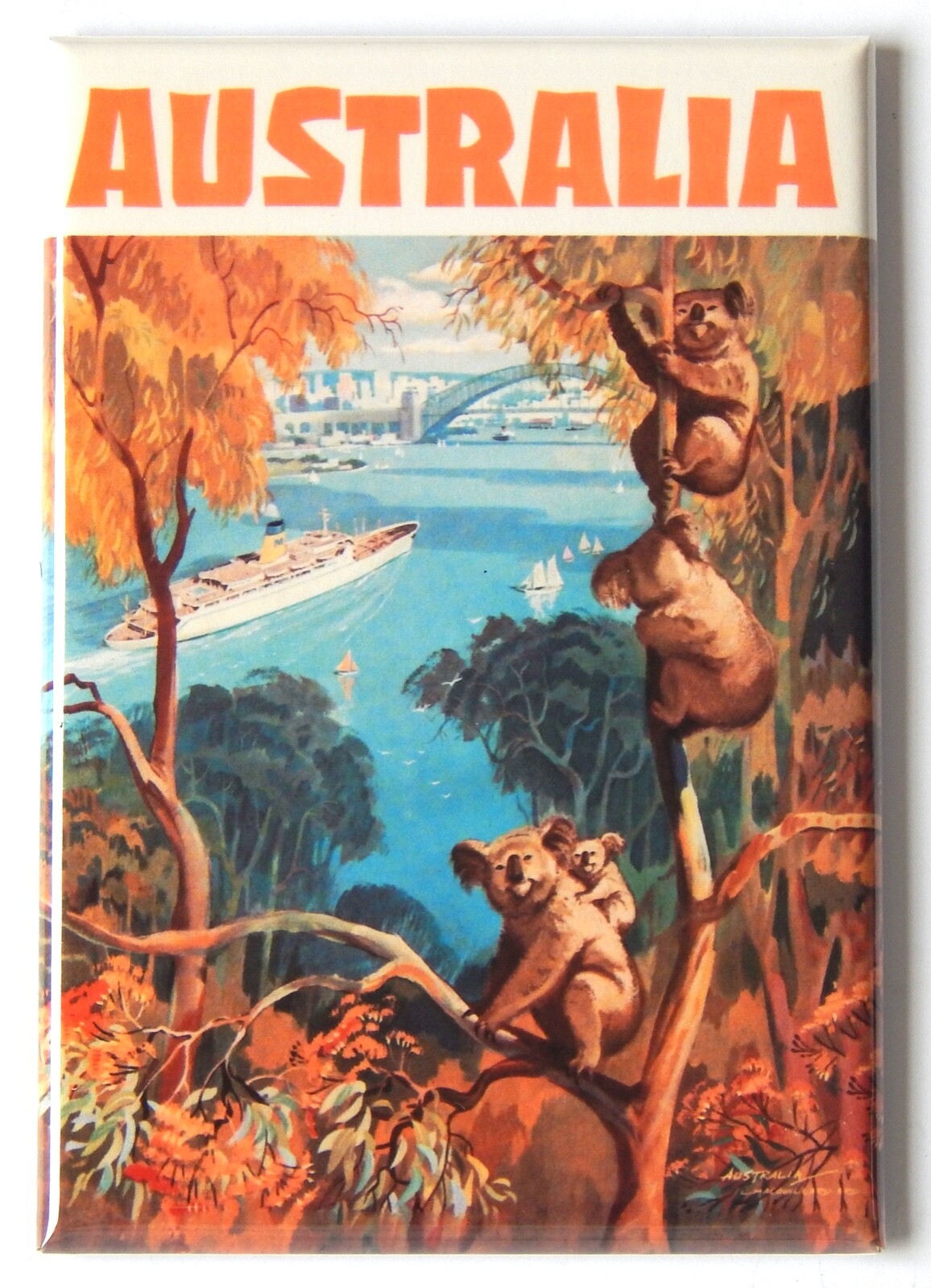 Australia Travel FRIDGE MAGNET poster koala bear style A