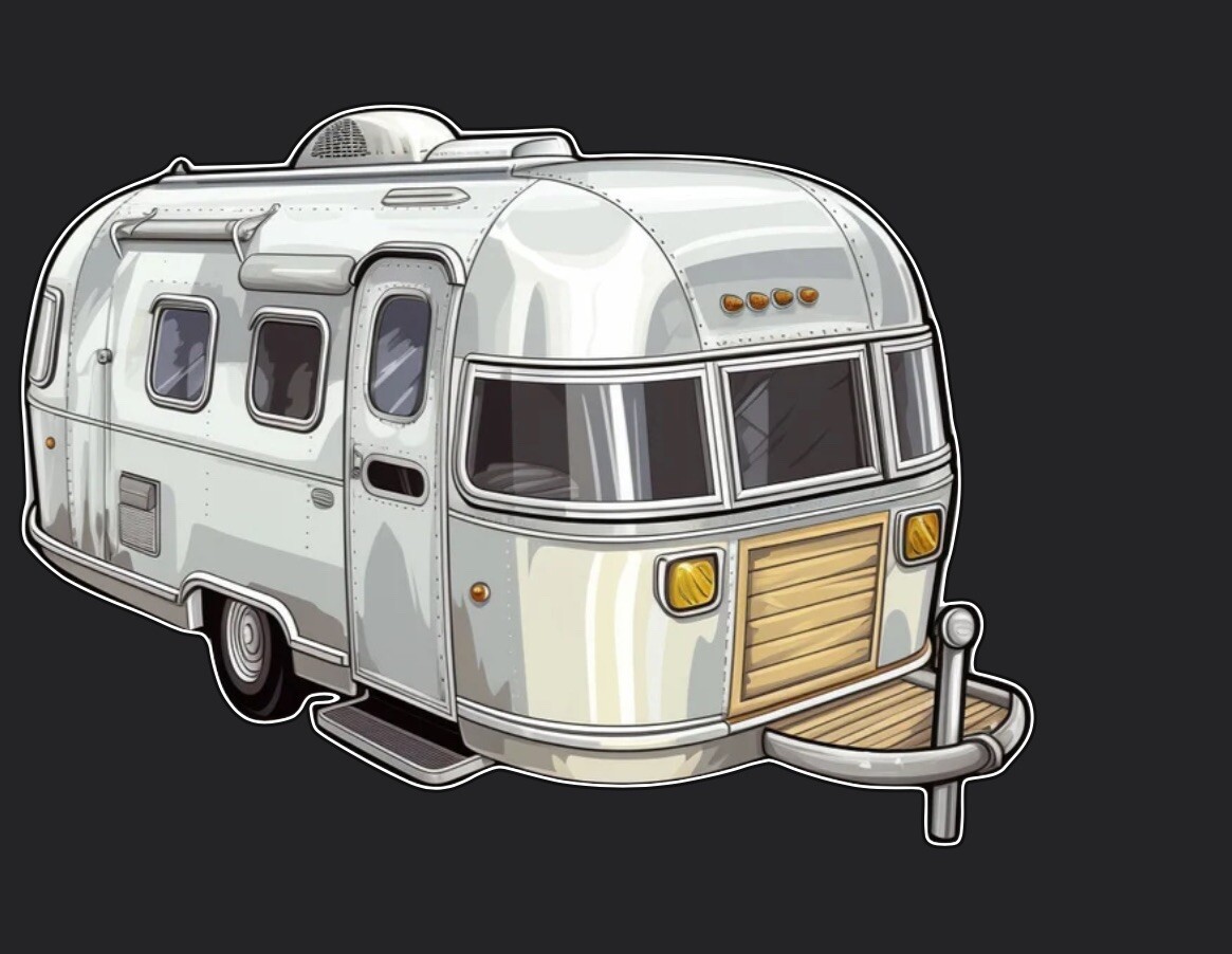 New 3” Wide Camper Vinyl Decal Sticker for cups mugs glass phones Airstream