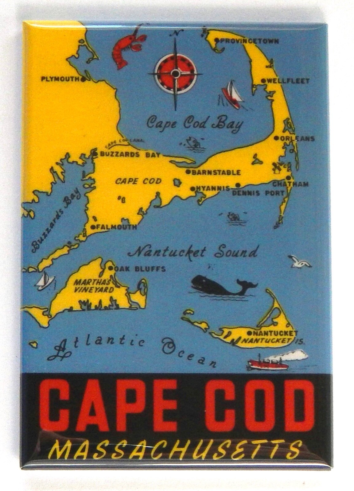 Cape Cod Map FRIDGE MAGNET Massachusetts style B travel souvenir